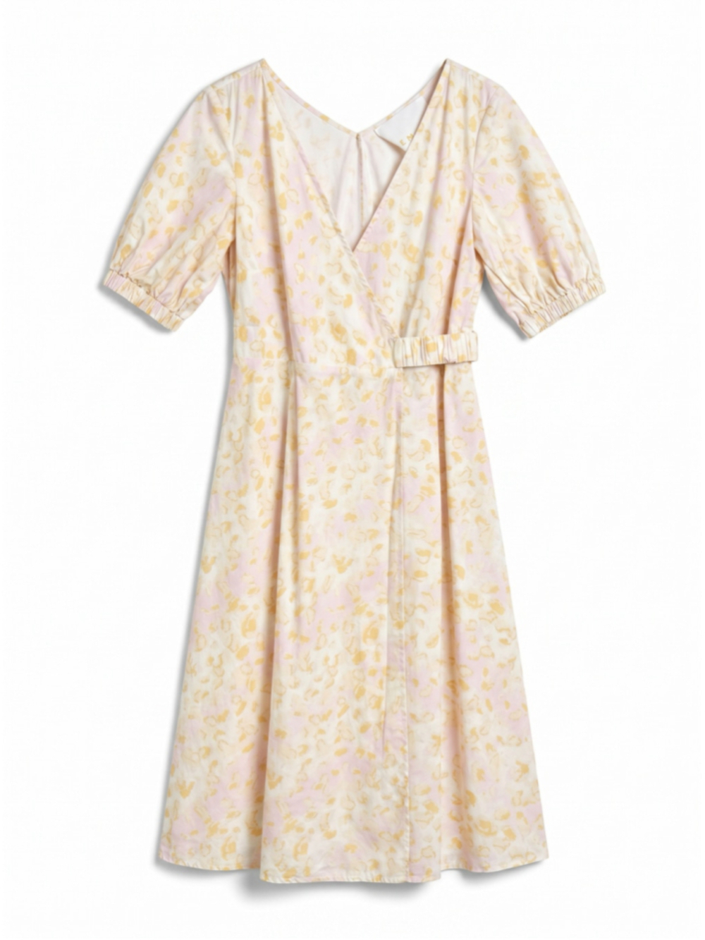 REMAIN BIRGER CHRISTENSEN Dress Size 6 Women Yellow Juliette Leopard Puff-Sleeve